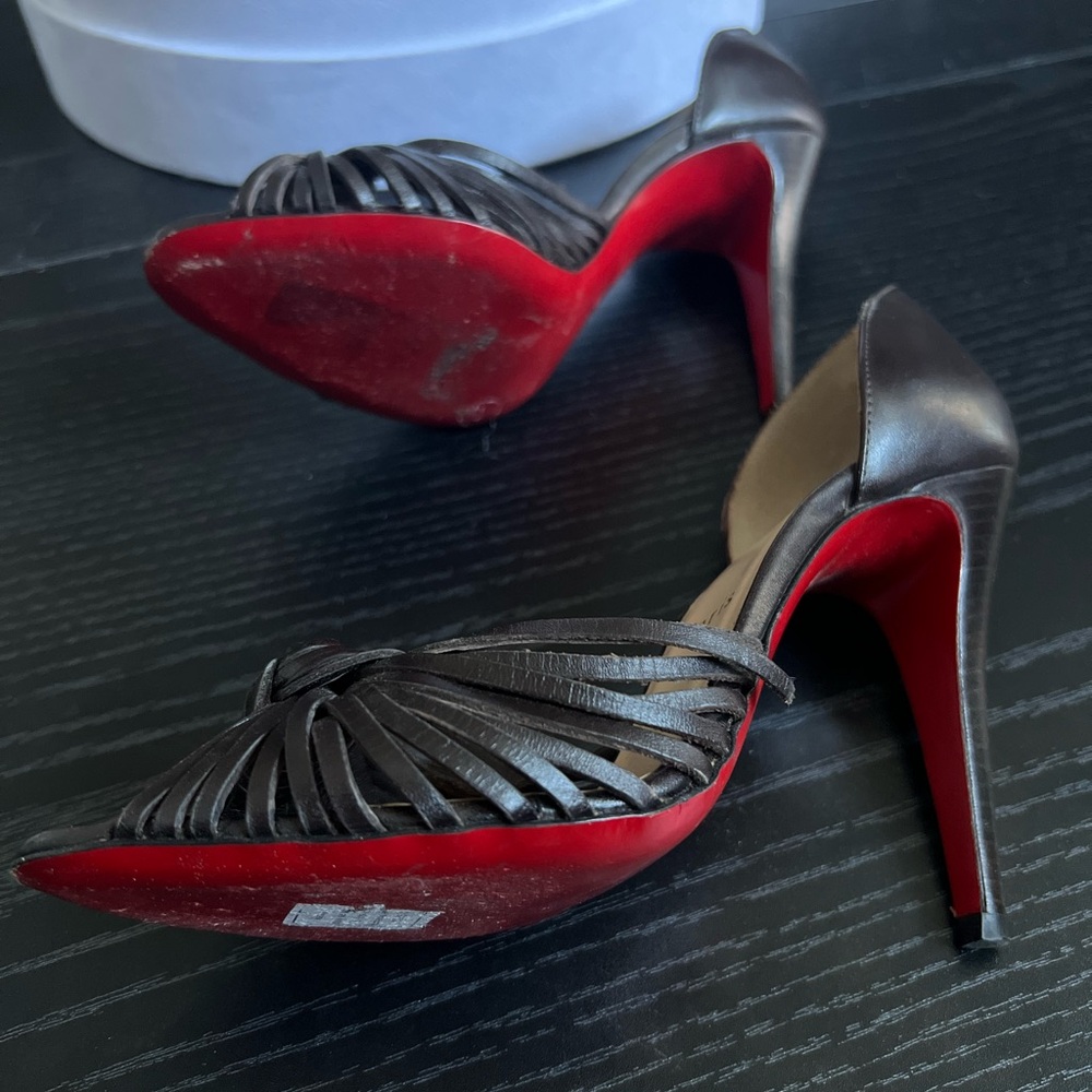 Christian Louboutin Brown Knotted Peep-Toe Heels - Picture 7 of 9